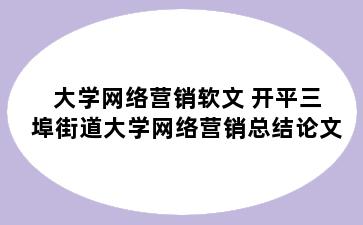 大学网络营销软文 开平三埠街道大学网络营销总结论文